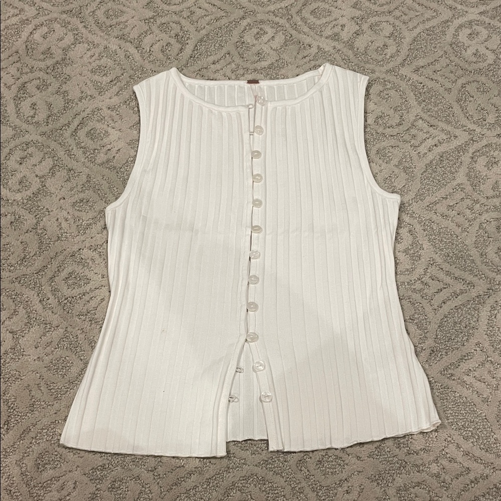Free People Tilly Ribbed Knit Crew Neck Sleeveless Fitted Vest